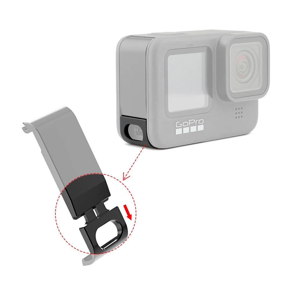 For GoPro 9 10 Rechargeable Side Cover Aluminium Alloy Replacement Battery Lid Door Go Pro Hero9 Black Accessories | Электроника