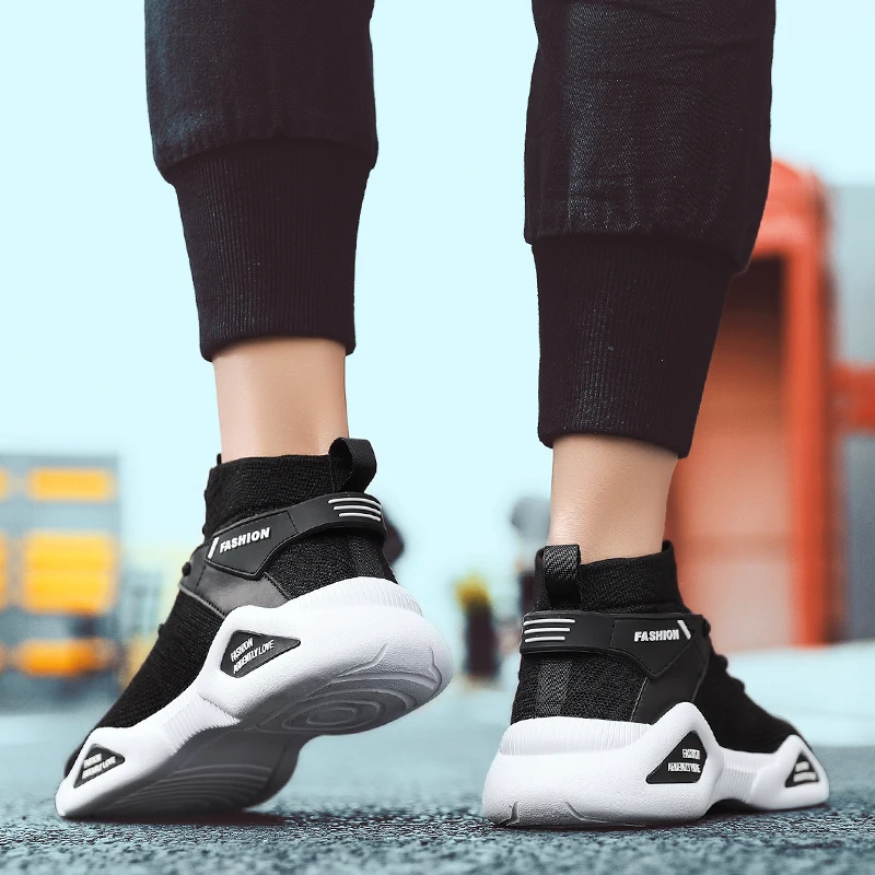 

Korean Version Men's Running Shoes Summer Explosive Tide Shoes Single Layer High-top Flying Woven Sneakers Breathable Sneakers