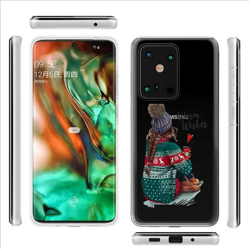 

Christmas Cartoon Girl Phone Case Transparent Phone Case For Samsung A51 A30S A71 A21S S21 A10 A52