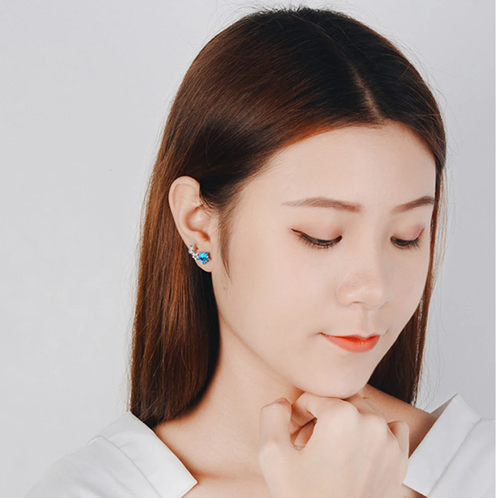 

Women's earrings small fresh blue five-pointed star artificial crystal cute mini star earrings