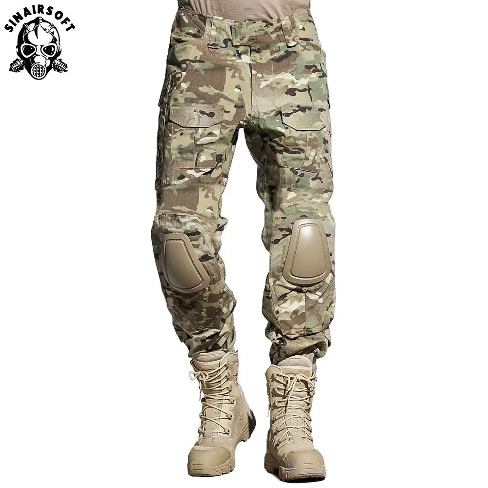SINAIRSOFT военная форма Мультикам армейская боевая рубашка Униформа тактические брюки с наколенниками Камуфляжный костюм Одежда для охоты