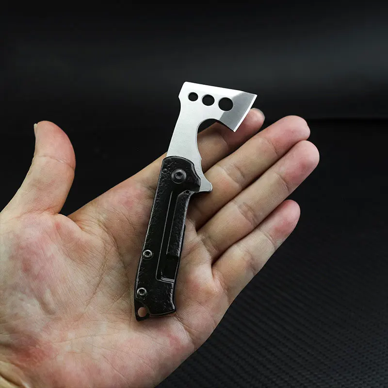 

Dropship Stainless Steel Folding Knife Outdoor Camping Multifunctional Key Chain Knife Mini Axe Portable Self-defense Tool