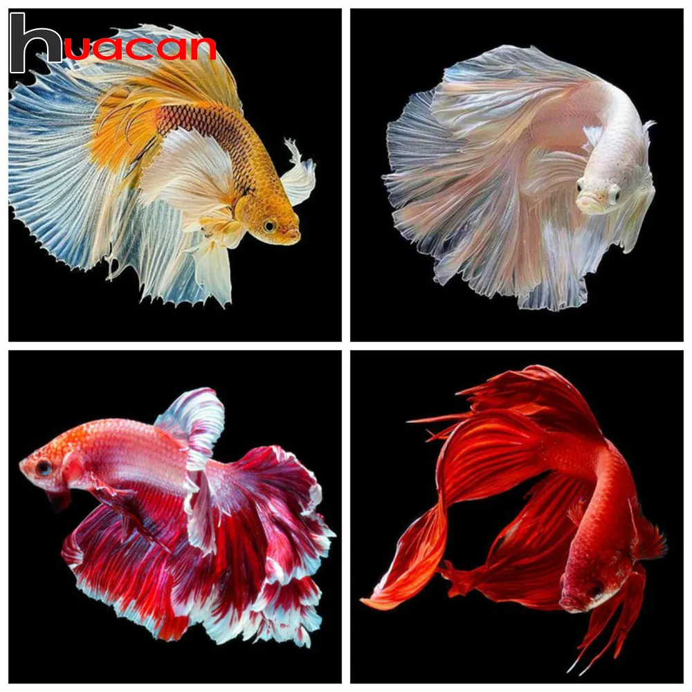 Квадратная/круглая алмазная живопись Huacan сделай сам вышивка с рыбками крестиком