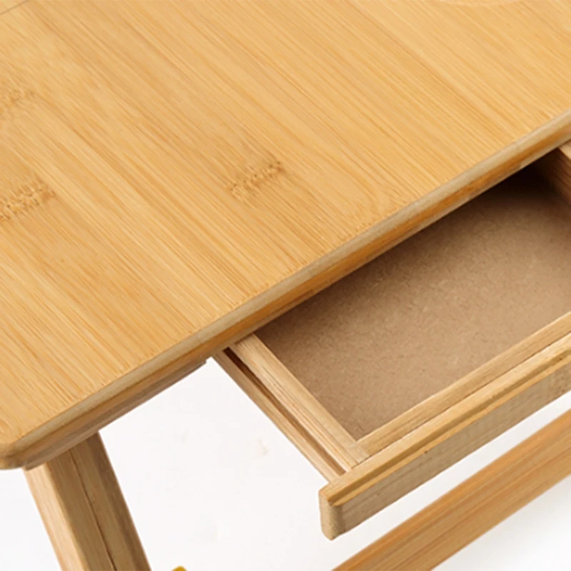 Laptop Desk Table Adjustable Phoebe Bamboo Foldable Breakfast Serving Bed Tray with Tilting Top Drawer,Lazy Table