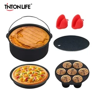tinton life air fryer accessories 678 inch 5 piece set frying basket bakeware insulated gloves suitable for 3 5qt 6 5qt
