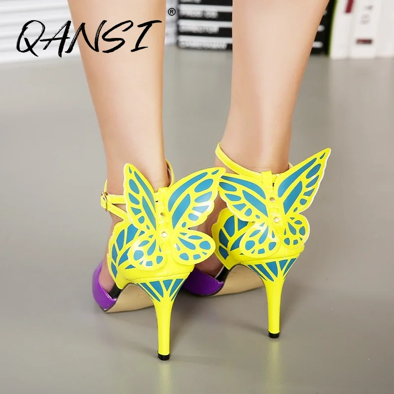 

Fashion Point Toe Butterfly Applique Women's High Heels Purple Party Butterfly Woman Pumps Mixed Colors Sexy Stiletto Pumps