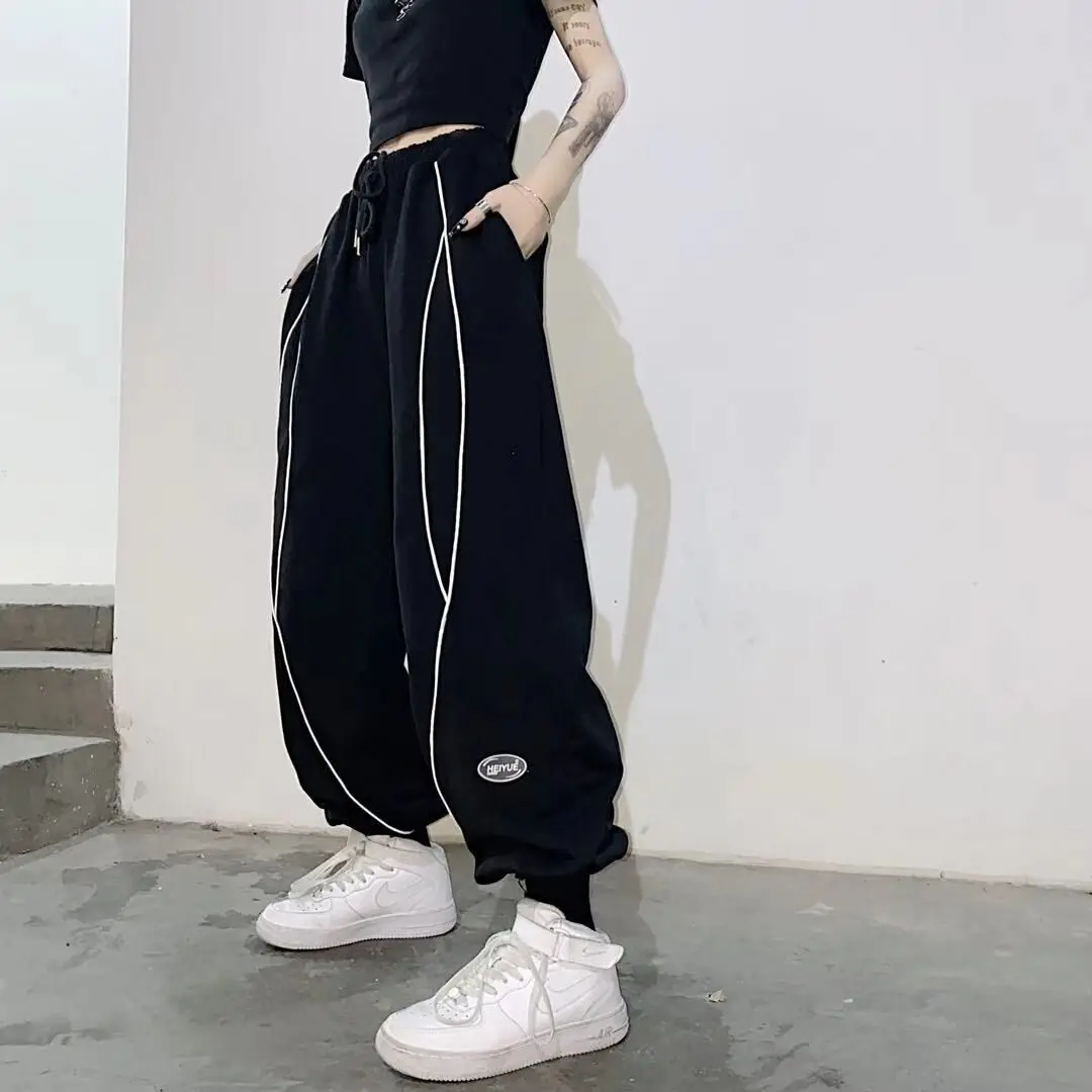 

Autumn Winter Ins Loose Casual Wide-leg Pants Female Student Sports Sweatpants Street Dance Trousers Tie Feet Baggy Joggers