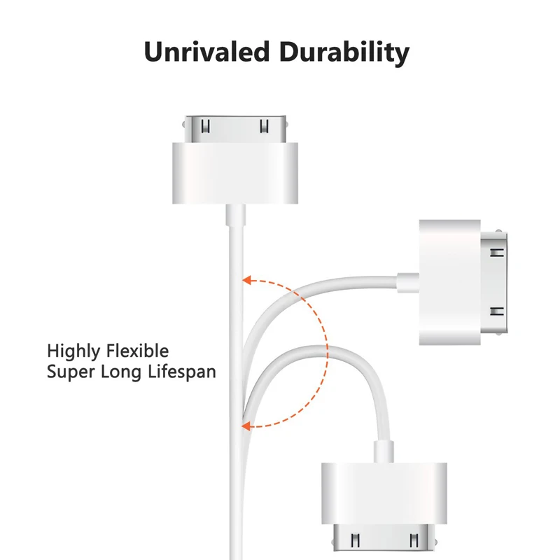 30Pin USB кабель для синхронизации и зарядки для iPad 3, iPad 2, iPad 1, iPod, iPhone 4/4S, iPhone 3g/3g S, 1 м, 20-Pack