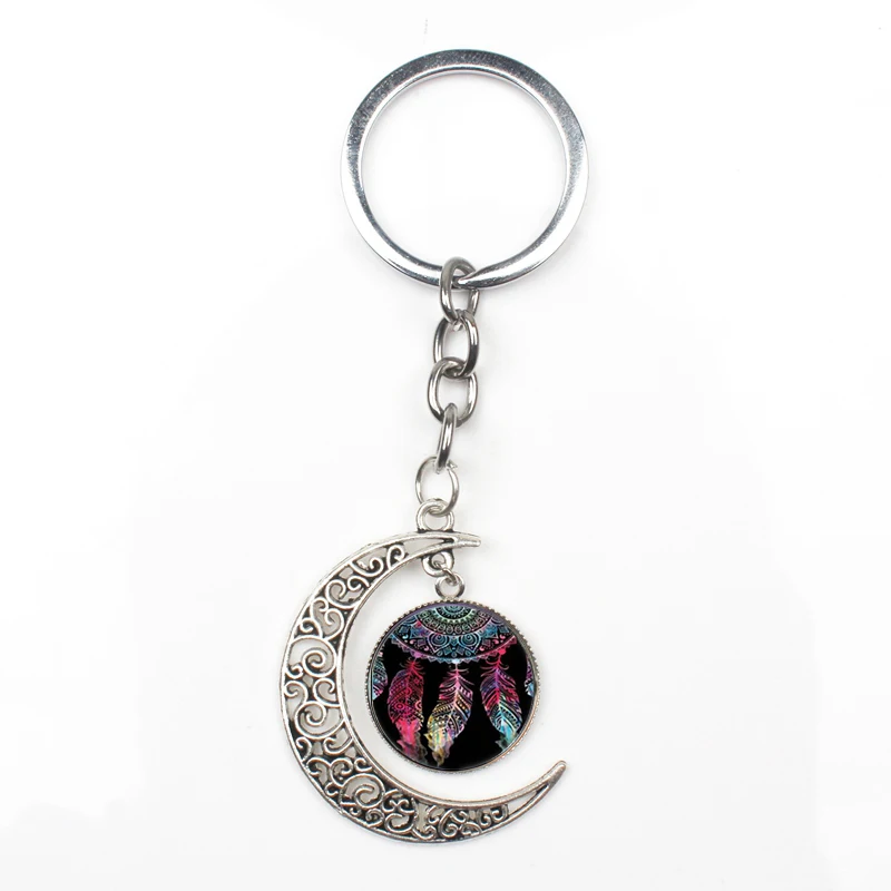 Ретро хрустальный кулон Ловец снов брелок Тибетский круглый стеклянный для