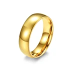 Оптовая продажа, ювелирные изделия ручной работы, глянцевое зеркальное кольцо из титановой стали в форме дуги, яркое золото, черный, для мужчин и женщин, 4, 6, 8 мм