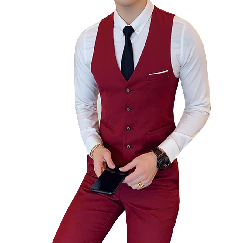 Костюмный жилет дружки Тонкий платье без рукавов с v-образным вырезом