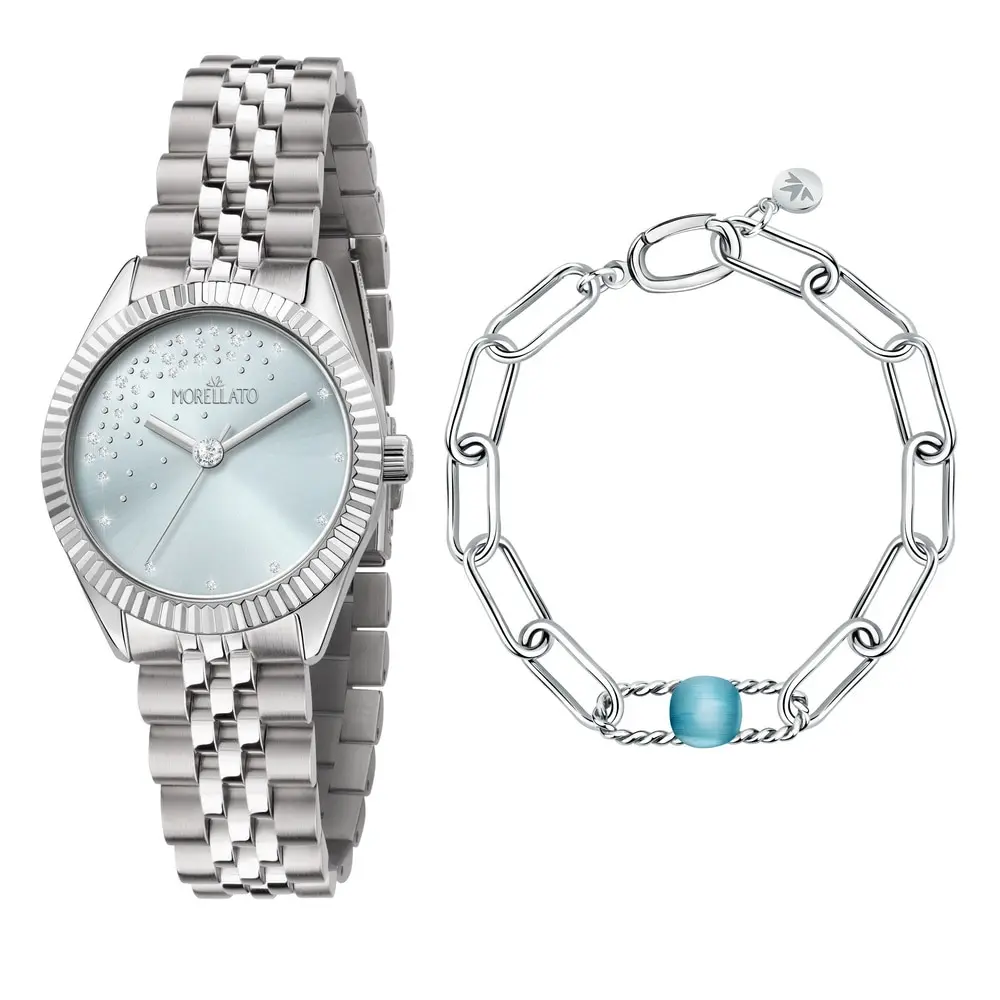 Наручные кварцевые часы Morellato MAGIA R0153165513 голубой циферблат стальной браслет |