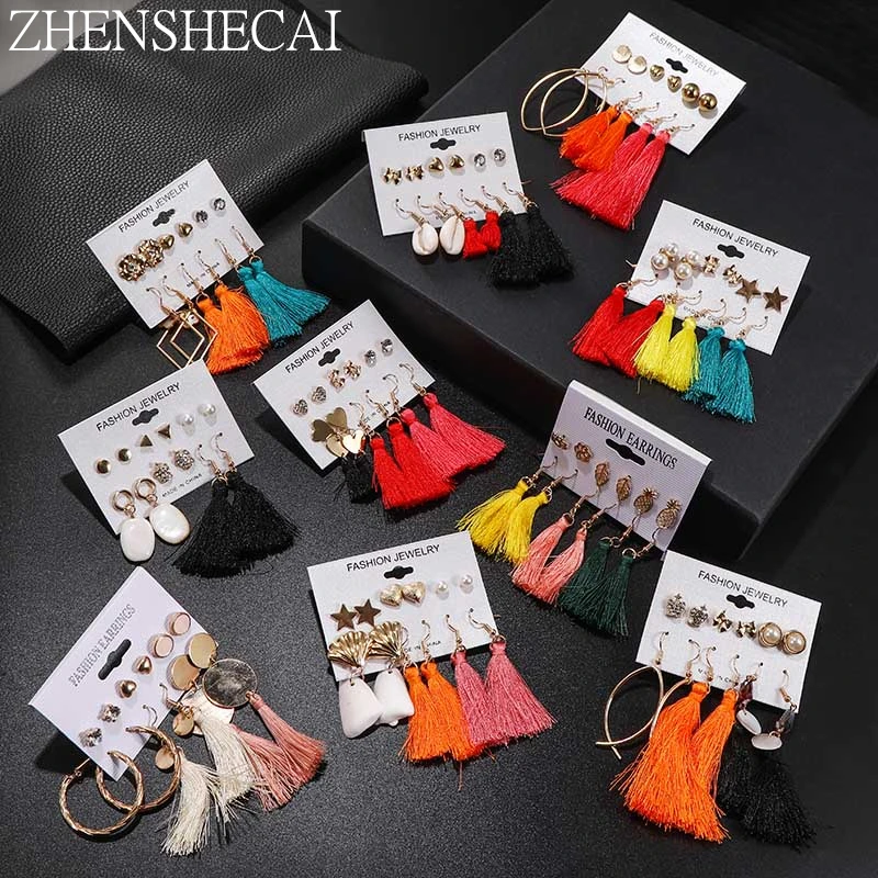 Женские серьги с кисточками жемчужной брошью в богемном стиле Красивые Зимние