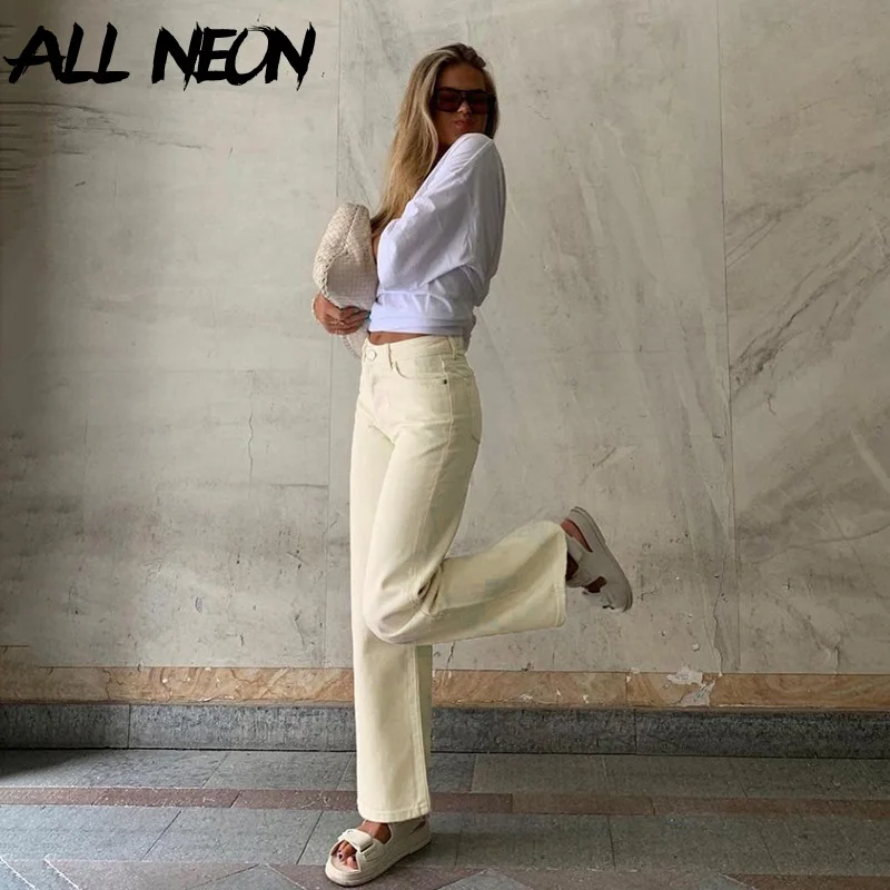 ALLNeon Indie Estetik Jeans Coklat Kaki 