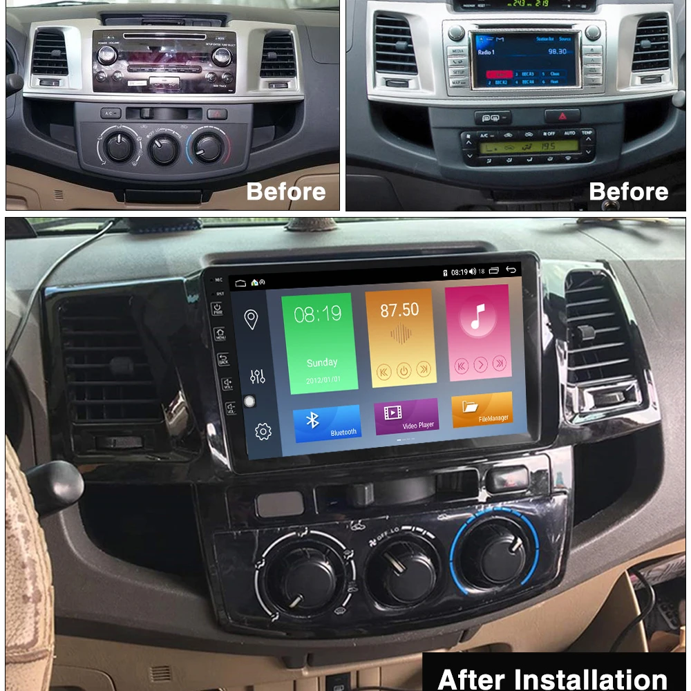 2 Din 9 &quotAndroid автомобильное радио для Toyota Fortuner HILUX Revo Vigo 2008 2014 Мультимедиа Видео