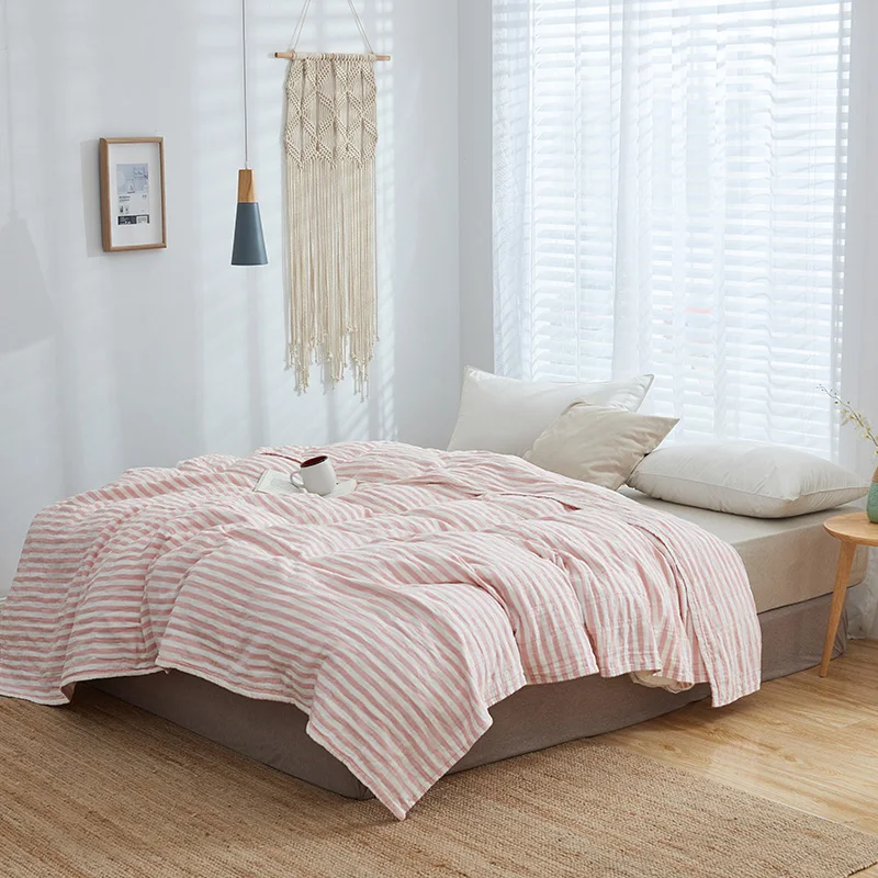 Домашнее текстильное вареное одеяло из 100% хлопка голубое газовое покрывало для