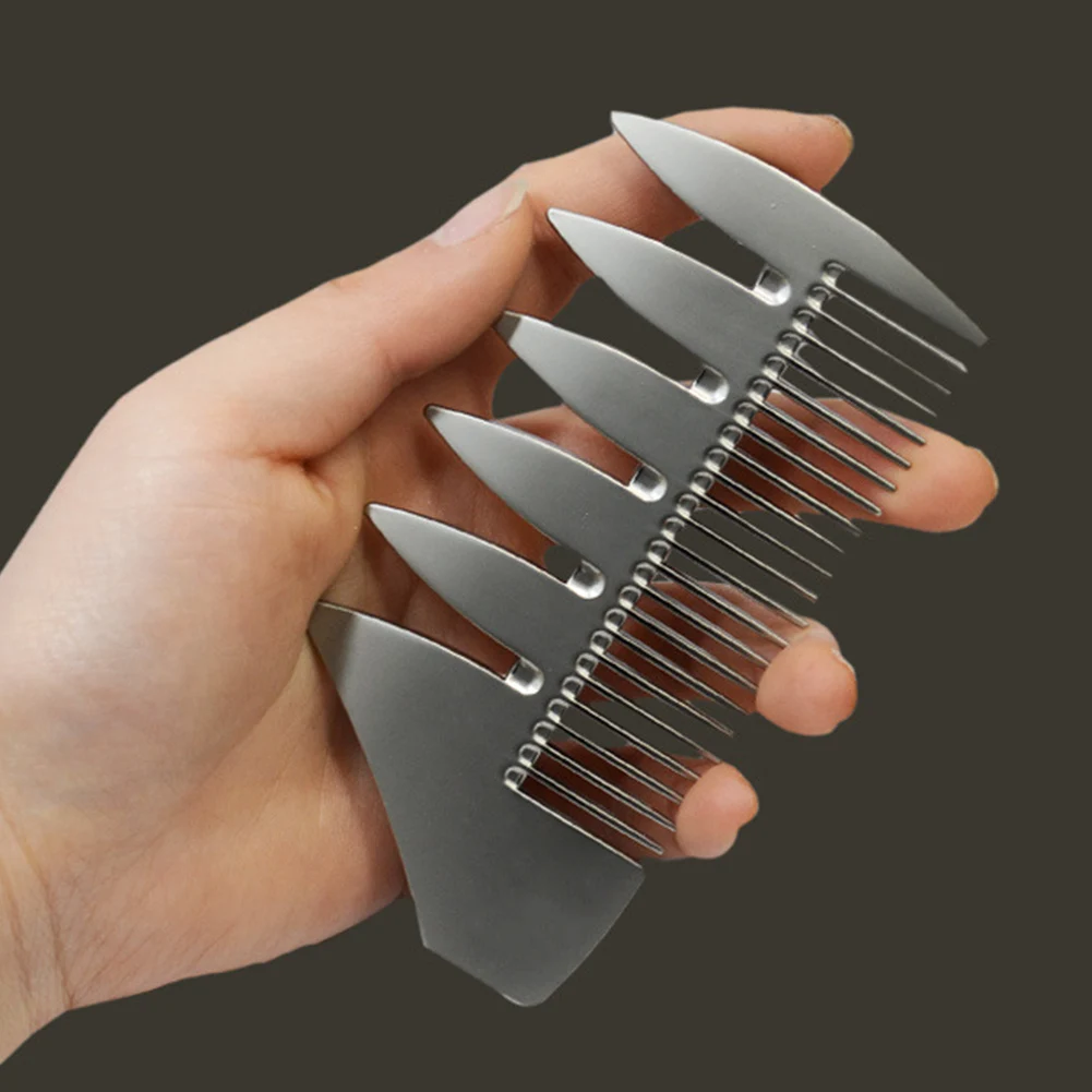 

2 In 1 Pocket Size Beard Comb Wide Tooth Short Detangling Hairdressing Dual Sided Zinc Alloy Retro Home Multifunction Tool