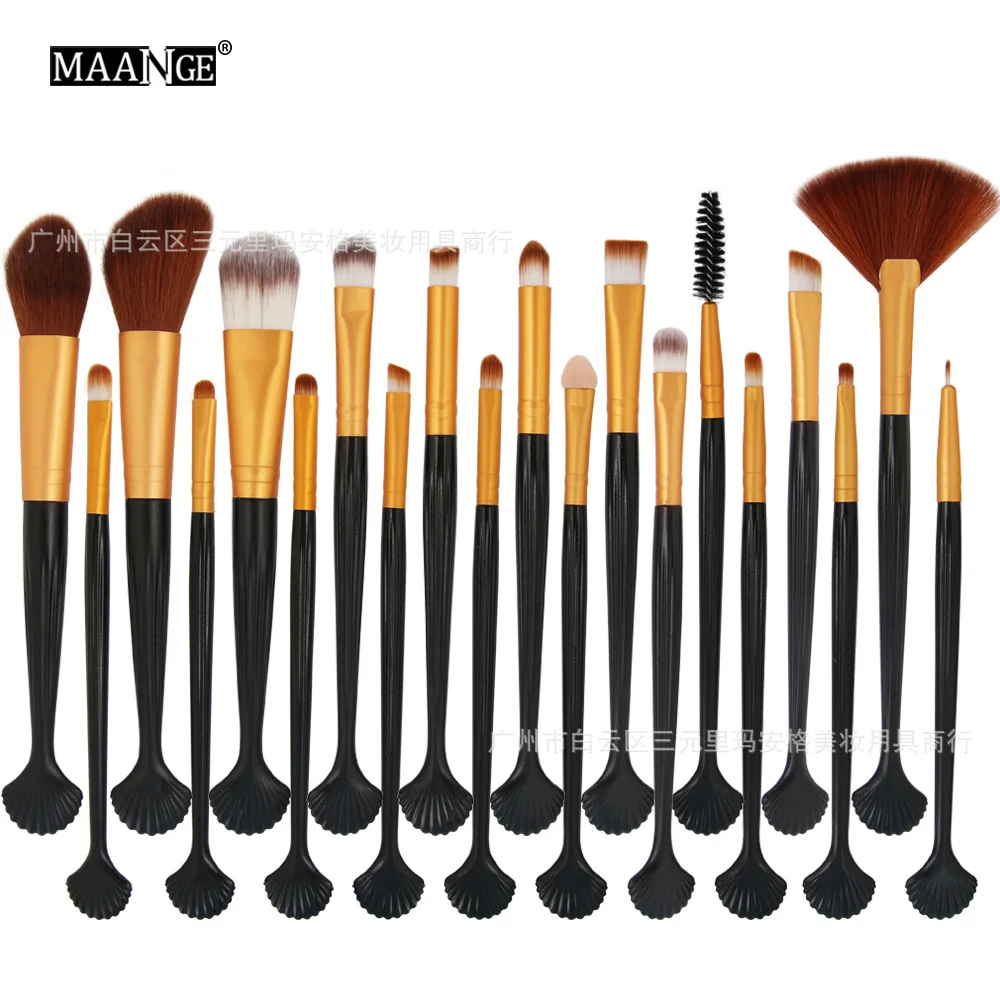 Hot Selling MAANGE 20 Makeup Brush Set Shell Cosmetic Tools Factory Outlet Blending Foundation Brush Cosmetic Gift for Women