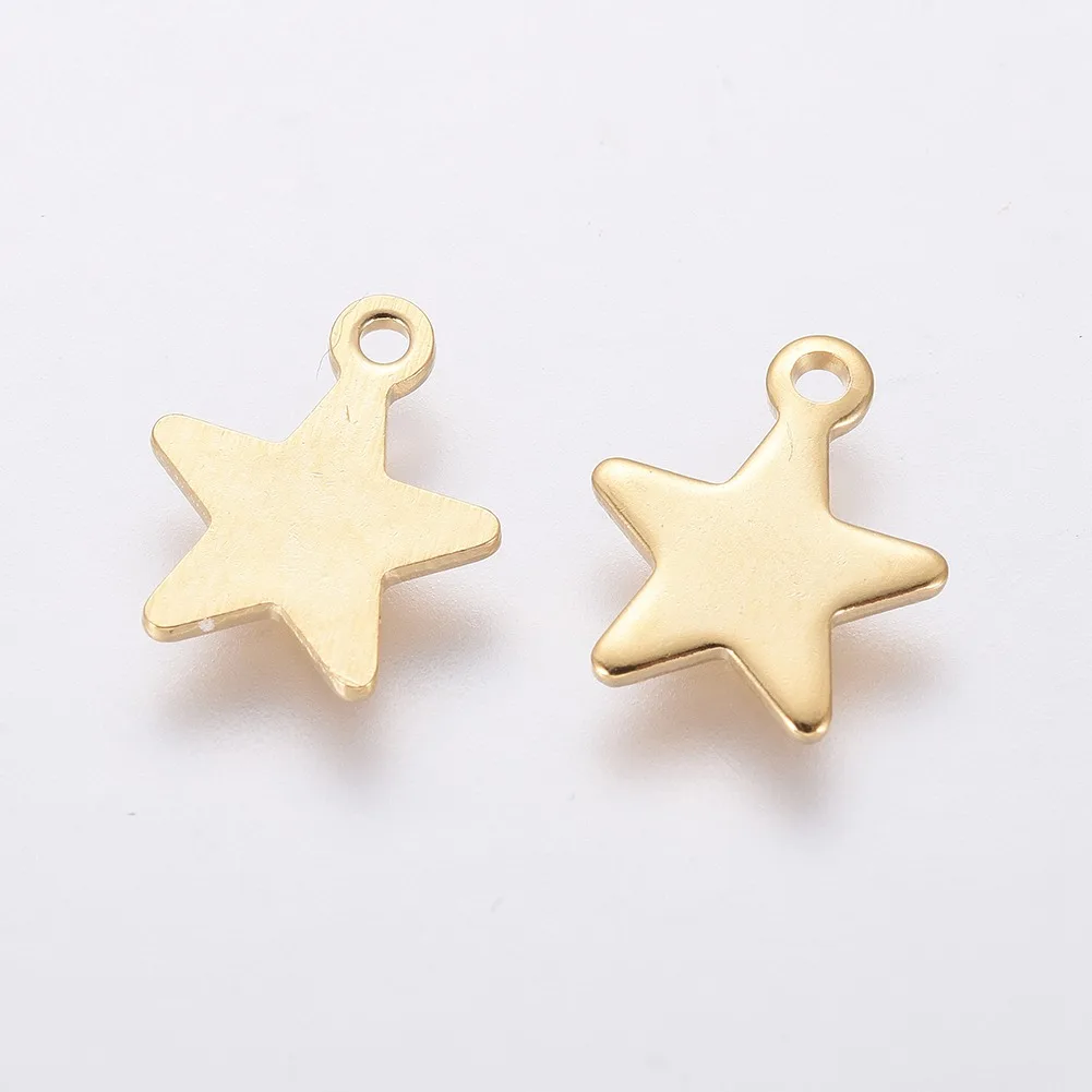 

20pcs 304 Stainless Steel Star Charms Beads For Necklaces Bracelets DIY Jewelry Making , 10x8x0.8mm, Hole: 1mm