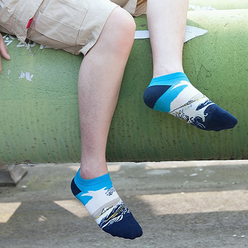 

Fruit Animal Funny Cotton Happy Invisible Summer Boat No Show Socks 5 pairs Women Men Short Low Cut Sock Slippers Silicone Sock