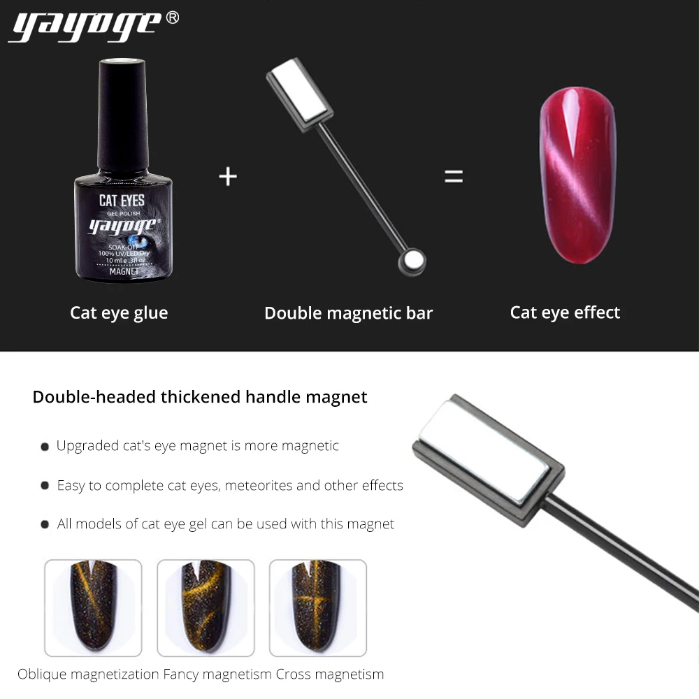 

Double Head 2 Way Cat Eye Strong Effect Magnet Slice Nail Art DIY Tool for All Magic 3D Cat Eyes Magnet Nail Gel Polish