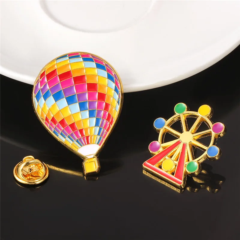 Мультяшные эмалевые булавки милые с воздушным шаром колесо обозрения модные