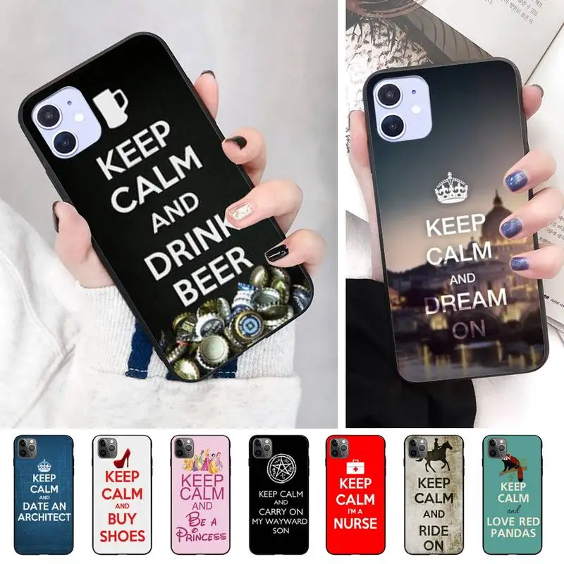Черный чехол для телефона серии Keep Calm IphoneX XS 11 11Pro 5 5s SE 6 6s Plus 7 8 2020 | Мобильные