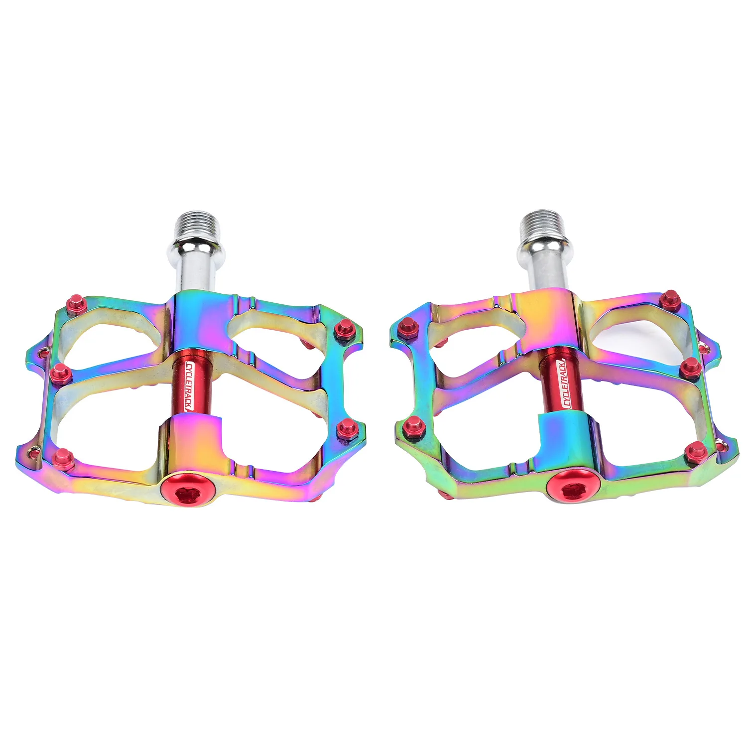 

plating Bicycle Pedal CNC MTB Mountain Road Bike Pedal 3 Bearing Aluminum Anti-slip Rainbow Bike Flat Pedal Bicycle Accessories