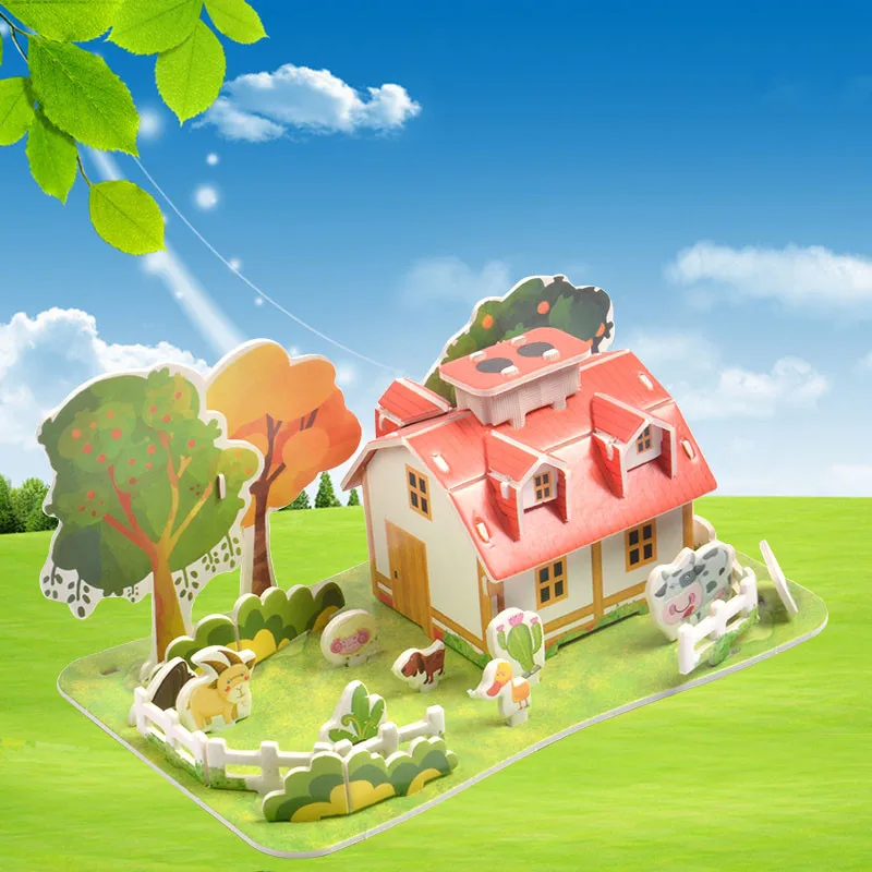 

Children's 3D Three-Dimensional Jigsaw Puzzle House Boy Girl Toy 4-5 Years Old Diy Handmade Paper Model