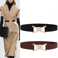 elastic women fashion belts luxury brand two color triangle buckle waist strap all match overcoat dress casual female waistband