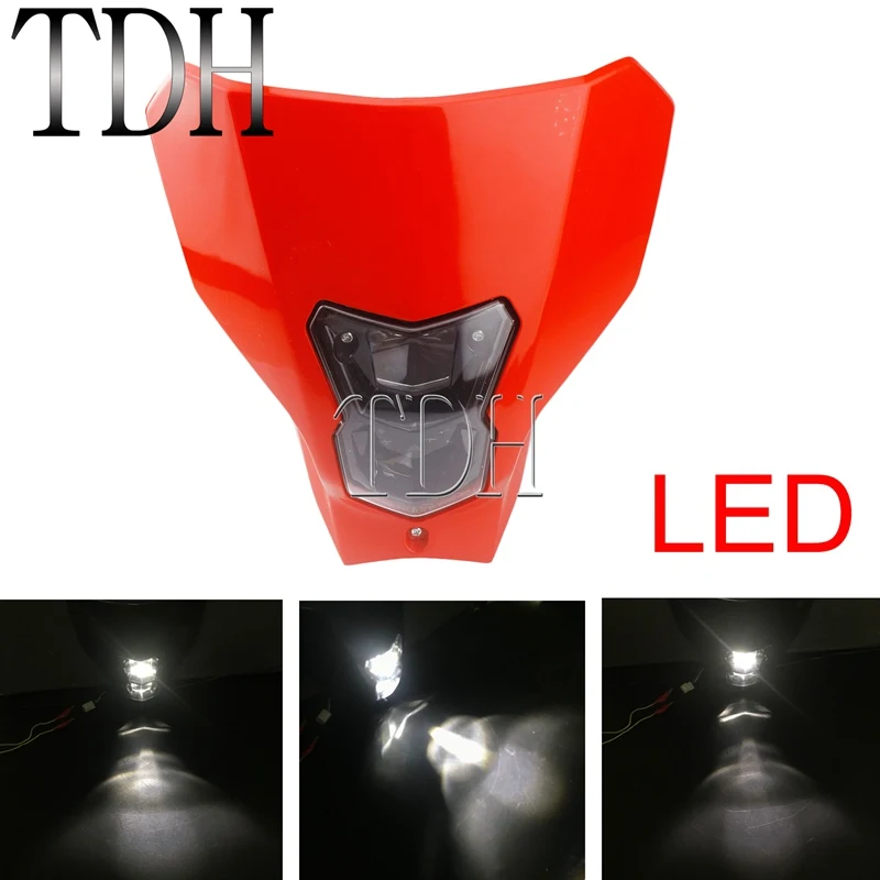 LED Red Светодиодный H4 мотокросса грязи велосипед фара HI/LO луч передняя лампа для Honda CRF450L CRF450XR CRF250R CRF450R CRF X/R - Цвет: LED Red