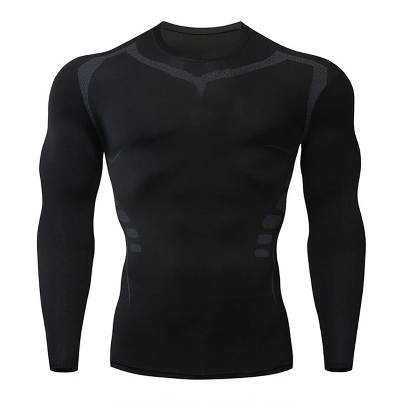 Мужская футболка брендовая для спортзала Спортивная с длинным рукавом бега