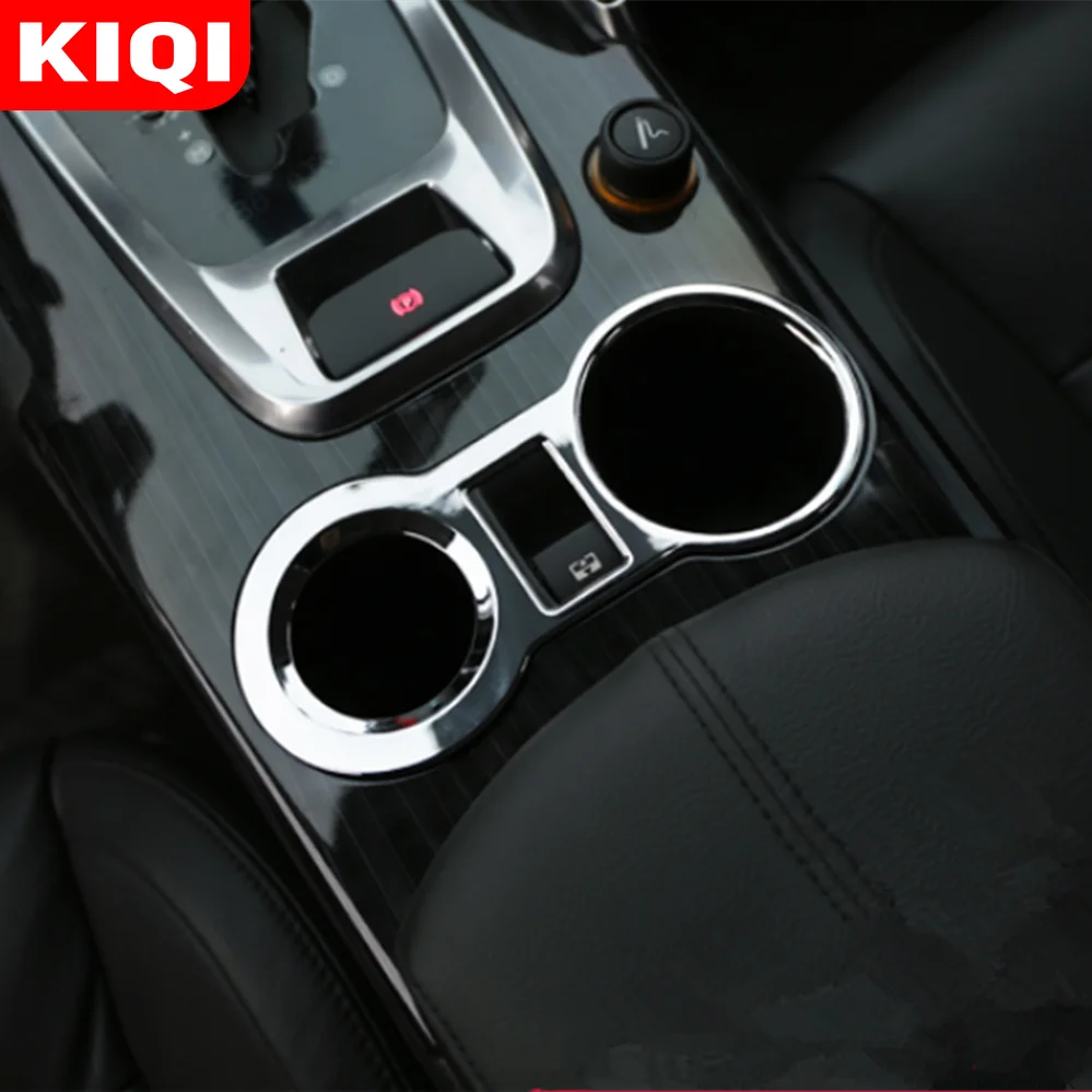 KIQI-cubierta para portavasos de agua de coche, pegatina para Peugeot 3008, 2013, 2014, 2015, LHD, accesorios de Interior, tira embellecedora cromada ABS