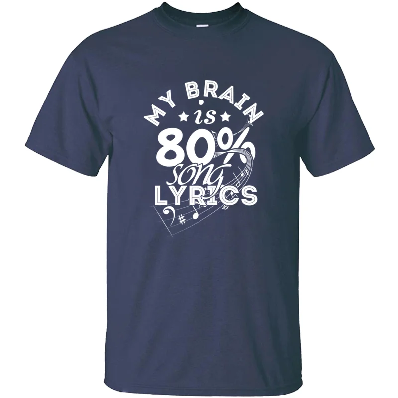 Мужская футболка с принтом Love Music - My Brain Is 80% песни 2020 хлопковые топы коротким