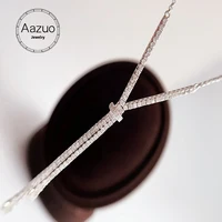 Aazuo 18K Orignal White Gold Real Diamonds 1.0ct Luxury  Y Drop Chain Necklace 43CM Gifted for Women Wedding Link Chain Au750
