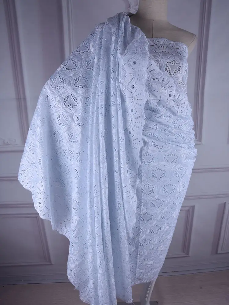 Последнее Африканское швейцарское хлопчатобумажное Кружево Ткань 5 ярдов чистая