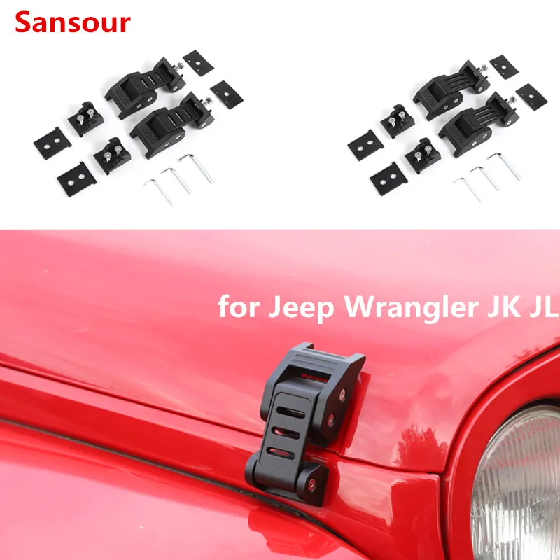 Sansour Sansour Engine cover for Jeep Wrangler JK JL 2007-2018 Car Lock Hood Latch Catch Cover for Jeep Wrangler JK JL 2019 Acce