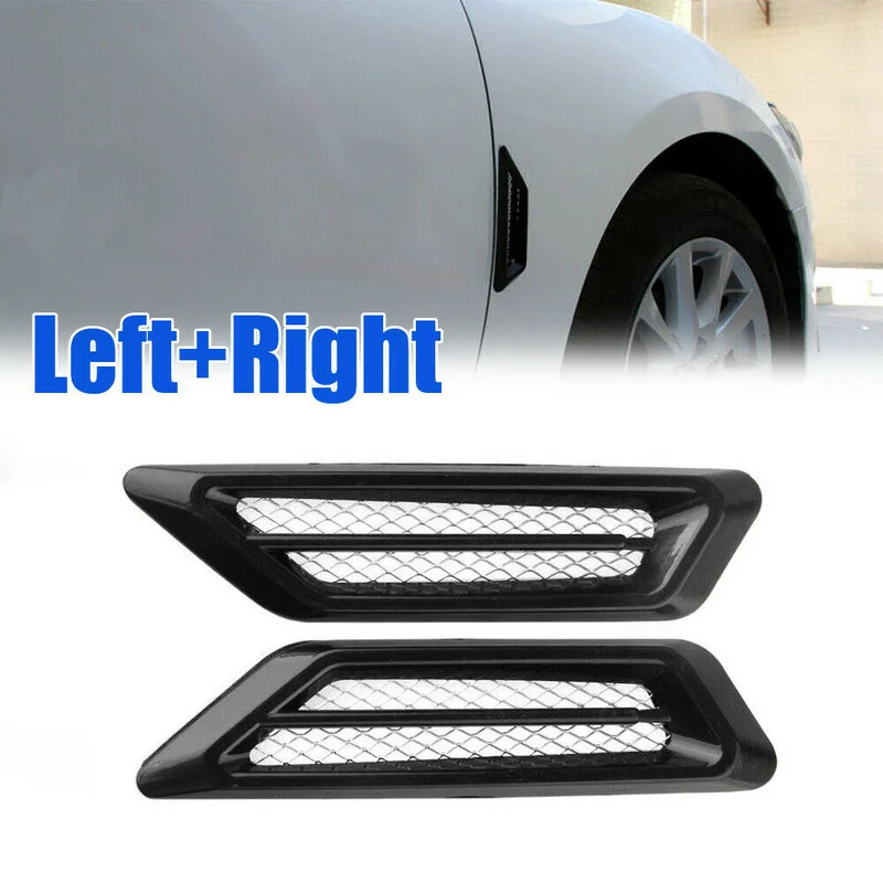 

1Pair Air Flow Fender Side Vent Plating Decor Stickers Car SUV Air Flow Vent Trim Black Exterior Parts Universal Car Accessories