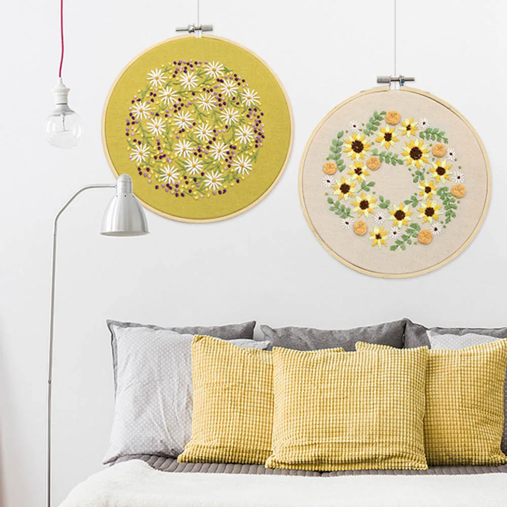 

DIY Flower Pattern Embroidery Kit Cross Stitch Beginner Needlework Tools Embroidered Set For Handicraft Pendent Creative Gift