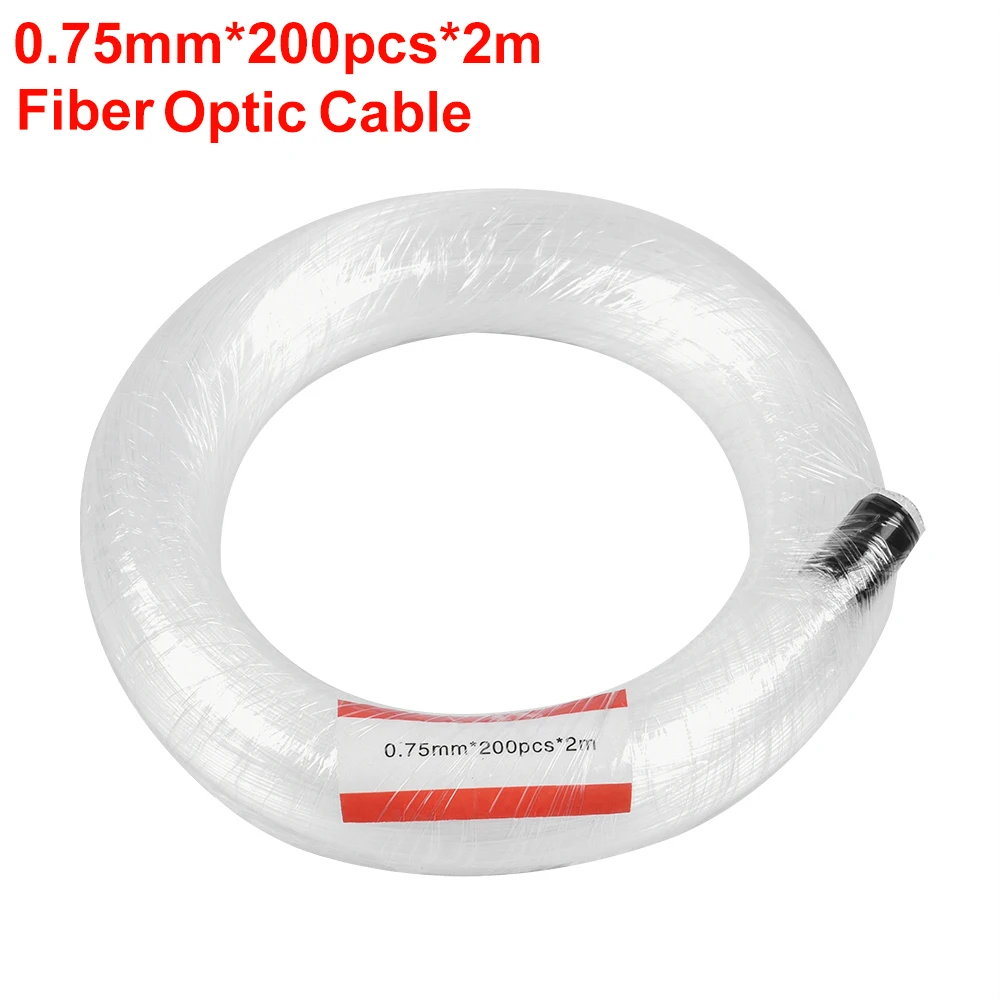 

0,75 мм * 200 шт. * 2 м Концевая светящаяся оптоволоконсветильник лампа PMMA Пластиковый кабель для светодиодной машины двигателя «сделай сам» зве...