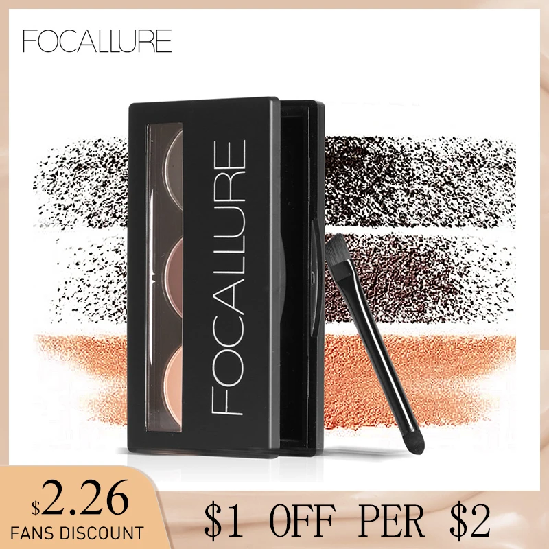 Водостойкая палитра теней для век FOCALLURE набор макияжа бровей и 3 цвета|eye brow|brow