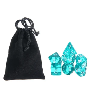 Оптовая продажа, 7 шт., зеленые полупрозрачные кубики с сумкой, набор многогранных кубиков для драконов и подземелья, рпг d4-d20, игровые кости для азартных игр
