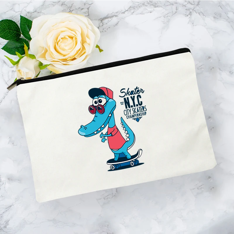 

Dinosaur Anime Cosmetic Bag for Makeup Women's Travel Mini Organizer Handbags Bags Storage Kawaii Make Up Pouch Woman Personal
