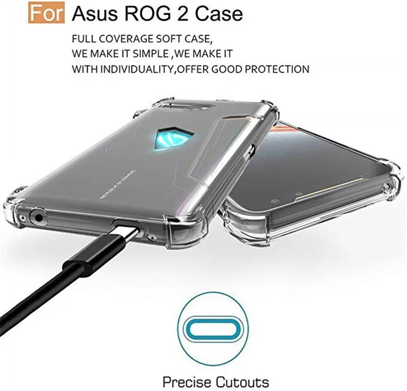 Мягкий прозрачный чехол для телефона с подушкой безопасности для Asus ROG Phone II Phone 2 Phone2 ZS660KL прозрачный противоударный чехол