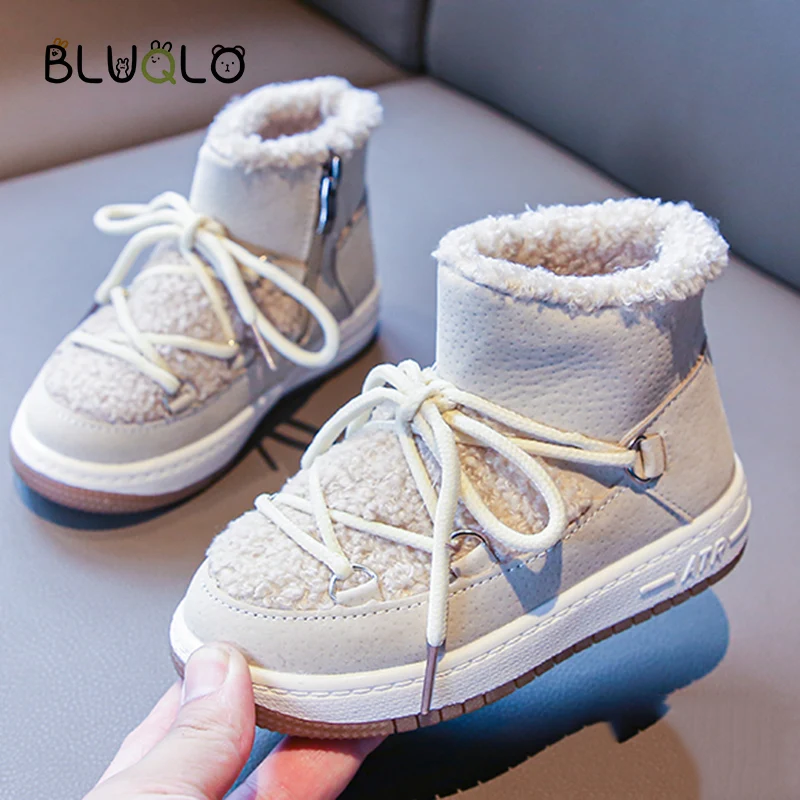 Новинка зимы 2021 теплые ботинки для девочек на мягкой нескользящей подошве модные