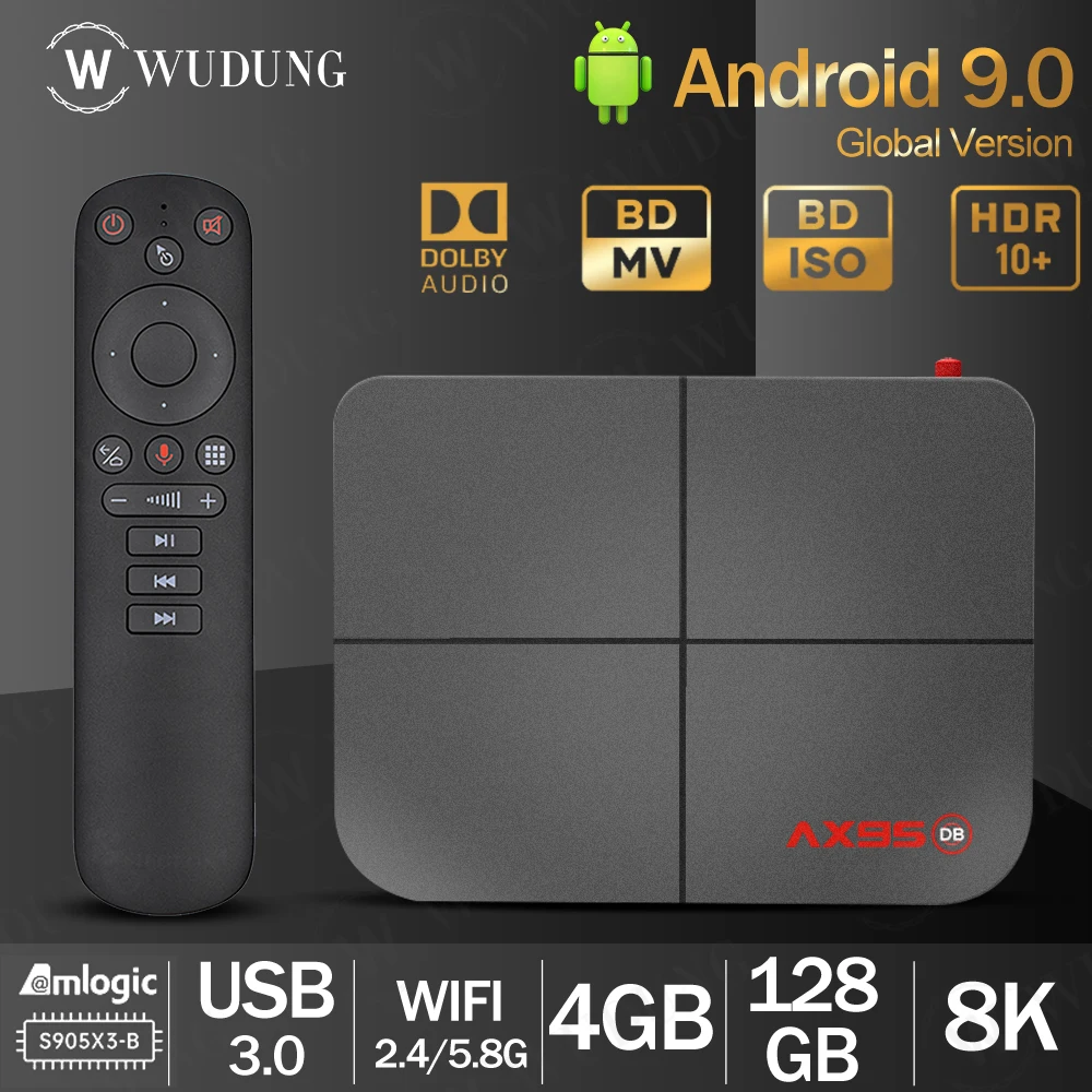 Приставка Смарт ТВ AX95 BD ISO Dual Android 9 0 Amlogic S905X3 Lan 100M BT 4 Wifi 4K 60fps|ТВ-приставки и