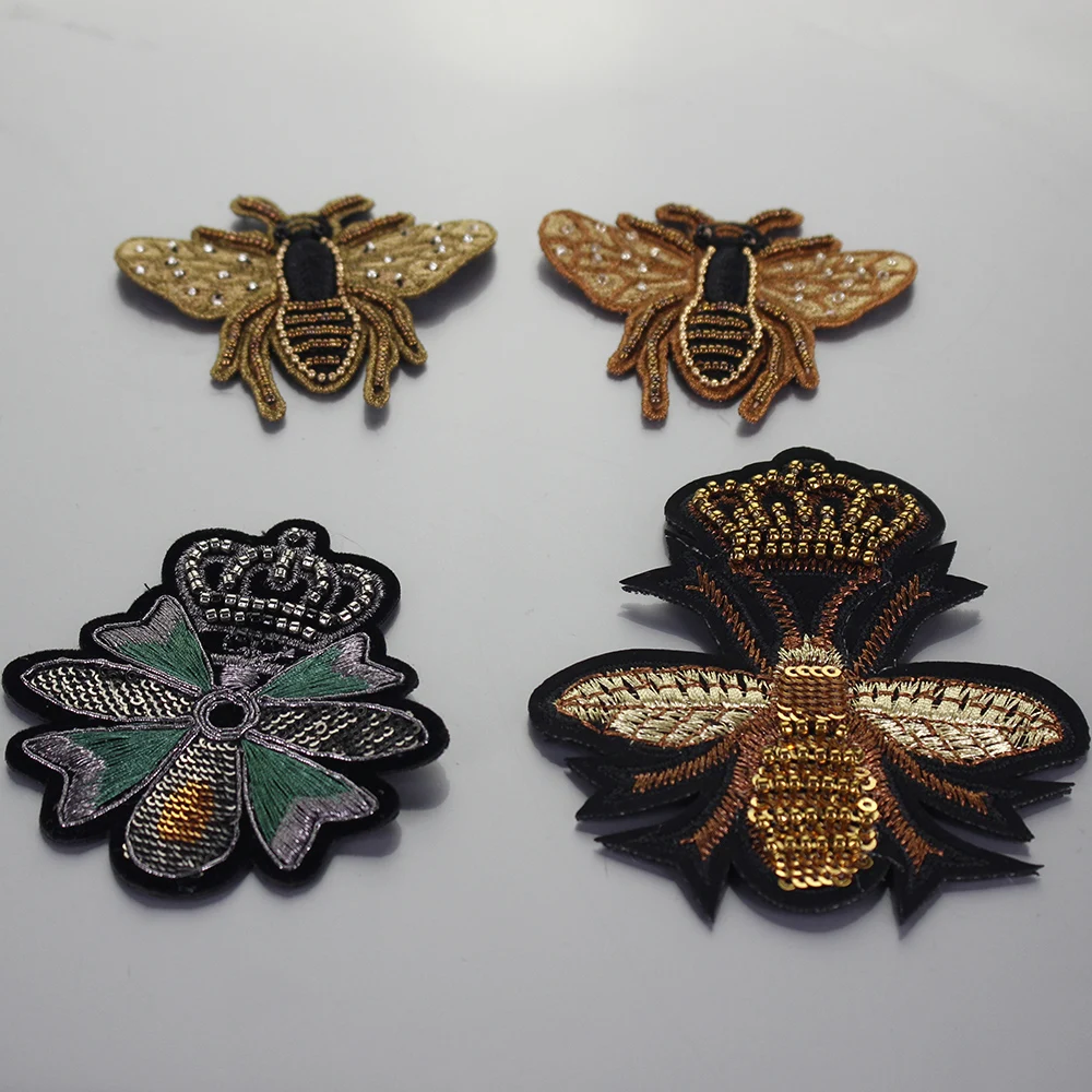 Вышивка бисером пчела аппликация пришить патч для сумки обуви значок сделай сам