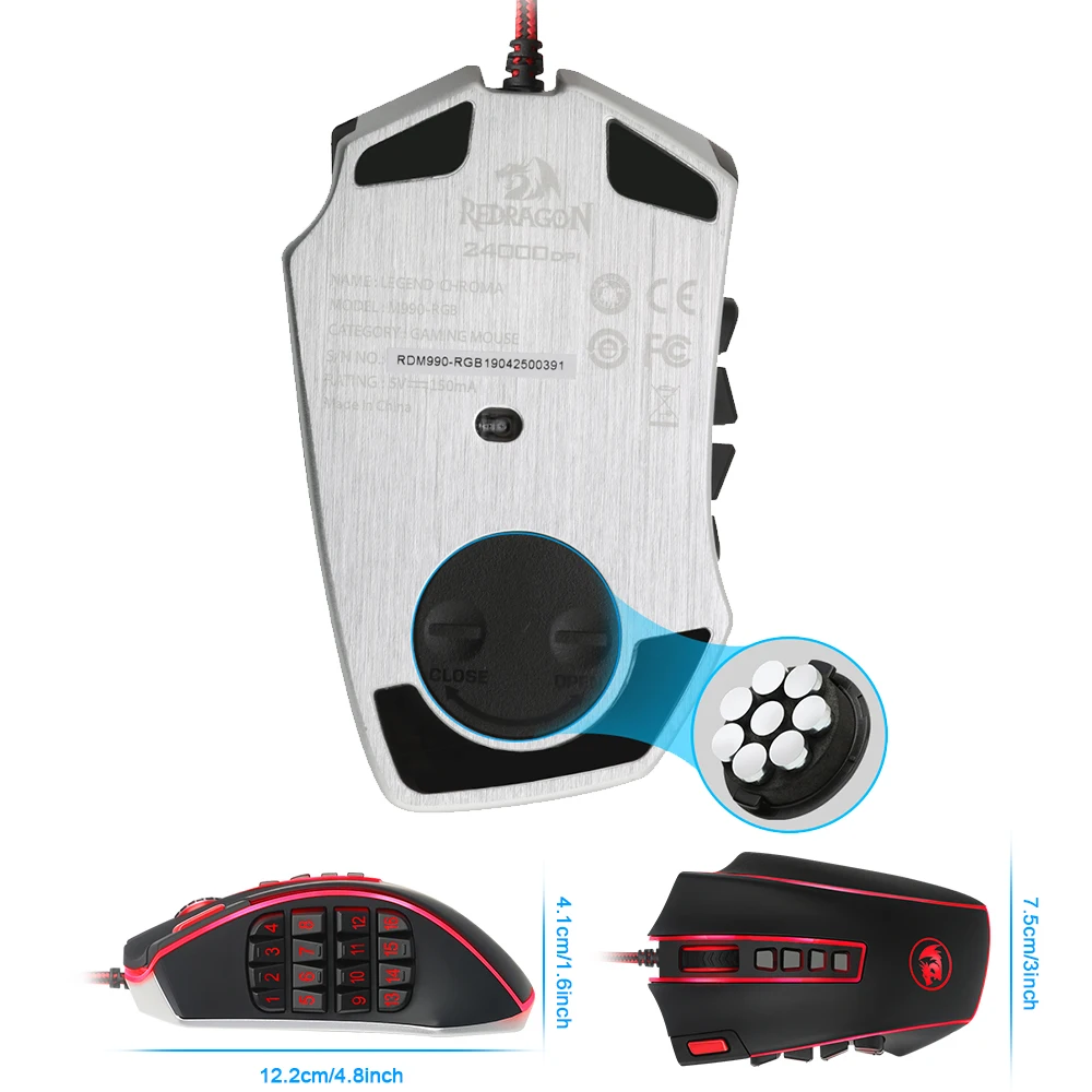 Мышь игровая Redragon LEGEND M990 проводная 24000 DPI 24 кнопки RGB-подсветка | Компьютеры и офис