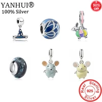 yanhui new design fashion silver color beads charms pendants fit original charms bracelets diy gift jewelry c011