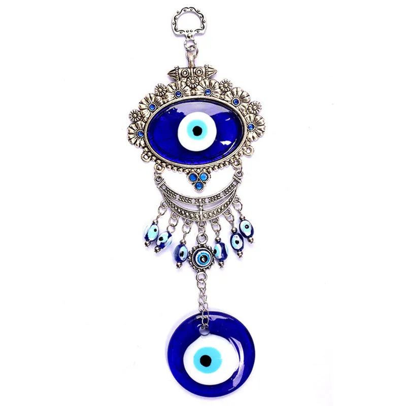 

1PC 20cm Blue Turkish Evil Eye Pendant Alloy Glass Car Ornaments Home Garden Wall Hanging Indoor Decorations